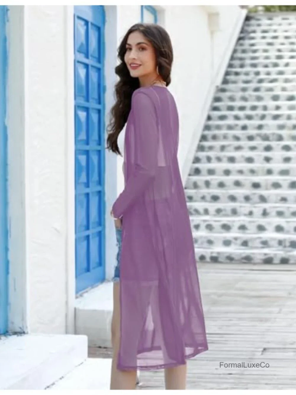 Lightweight Long Cardigan Open Front Duster Beach Cover Up Solid